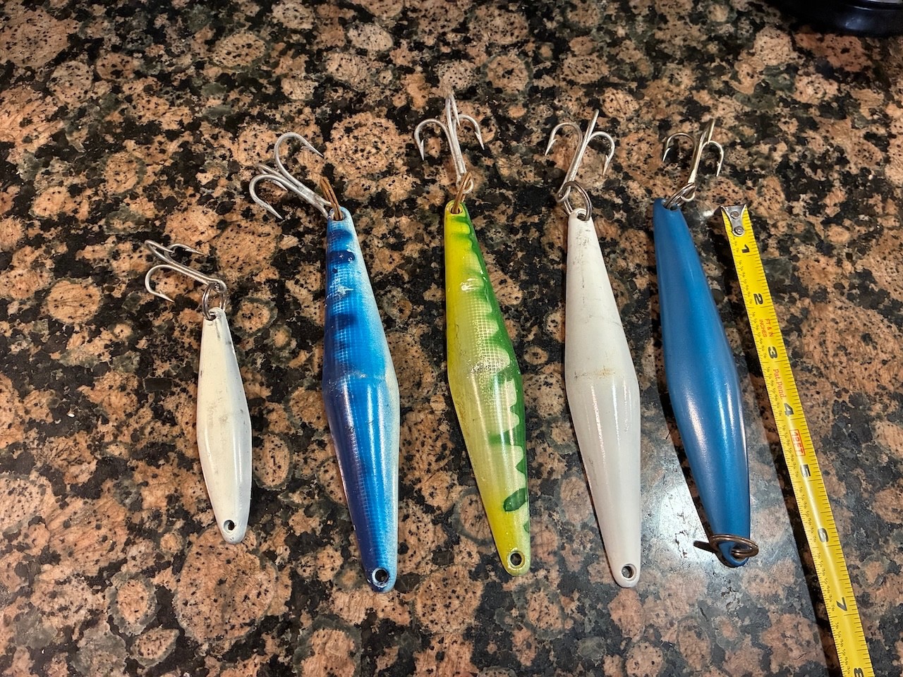 Vintage Jerry Jigs lot of 5 Tuna Jigs RARE 4x Jerry Rig 1x Roddy Built