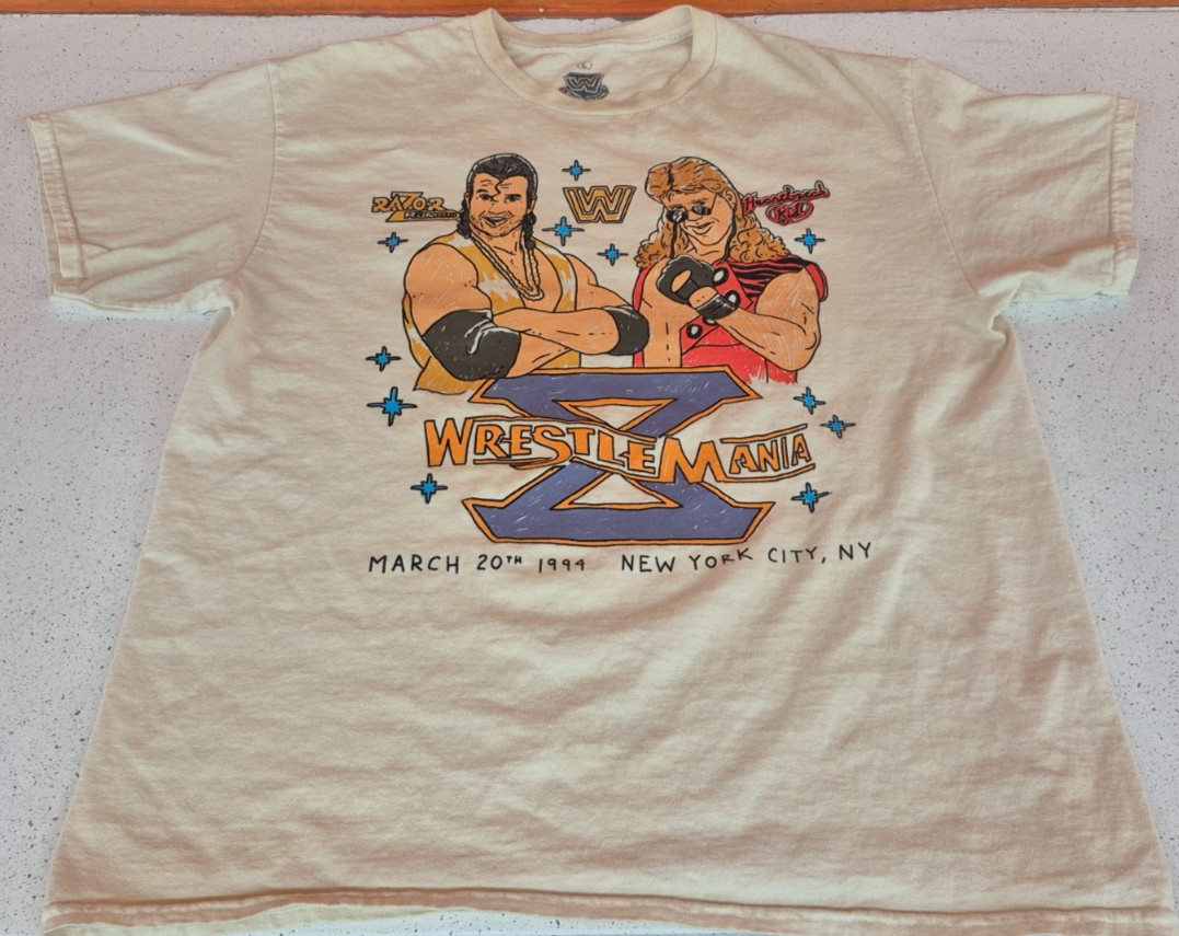 WWE Legends Ripple Junction WrestleMania X Large L Light Yellow T-Shirt