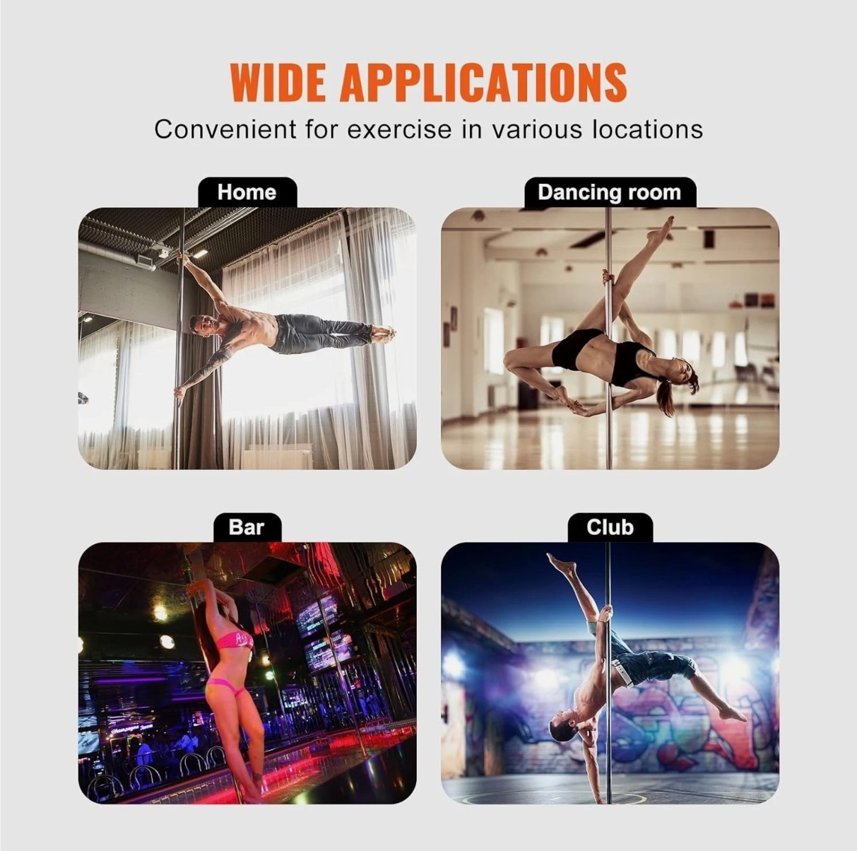VEVOR Professional Dancing Pole, Spinning Static Dancing Pole Kit, Portable Remo VEVOR Professional Dancing Pole, Spinning Static Dancing Pole Kit, Portable Remo