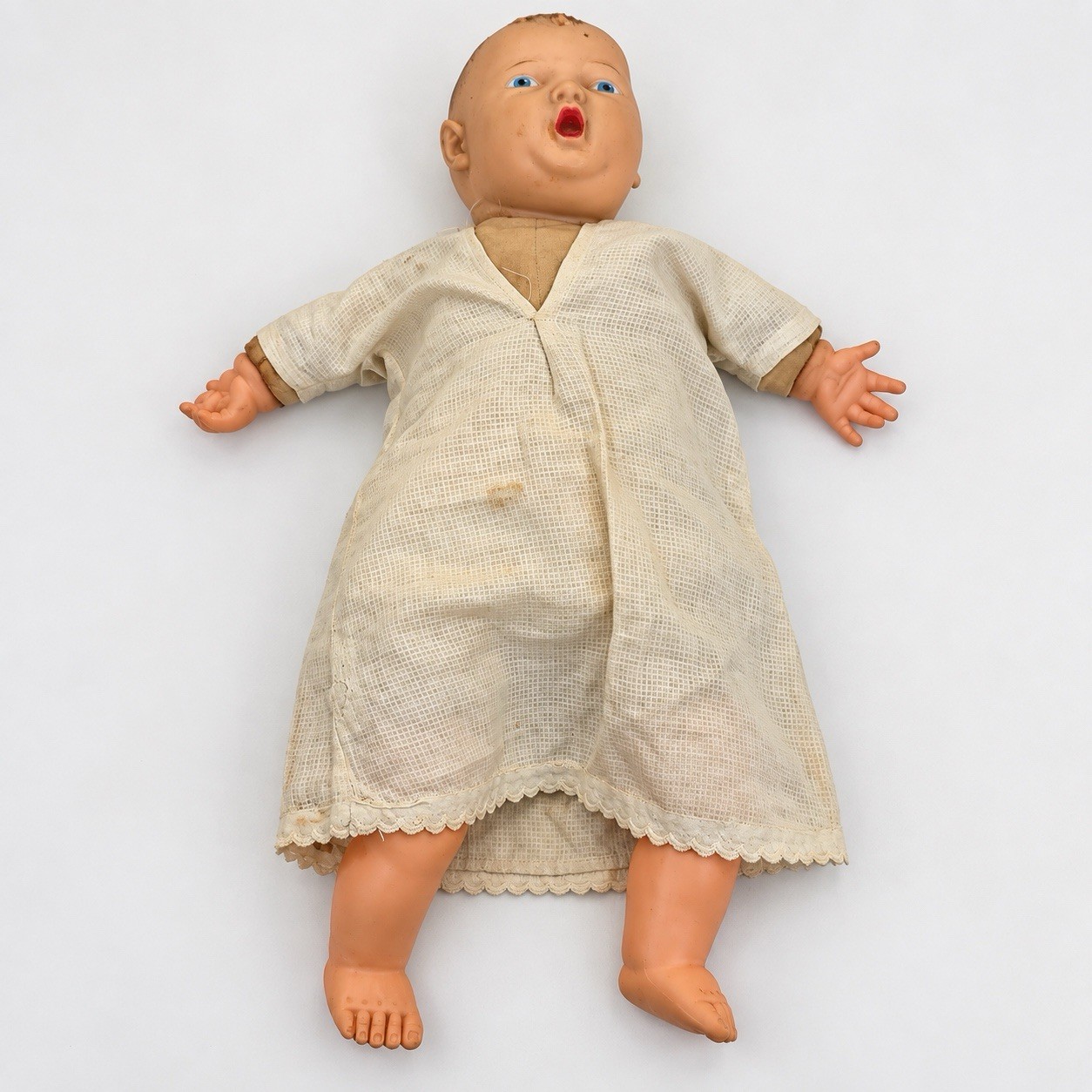 Vintage Ideal Blessed Event Baby Doll 1950s Crying Face Cloth Body 17”