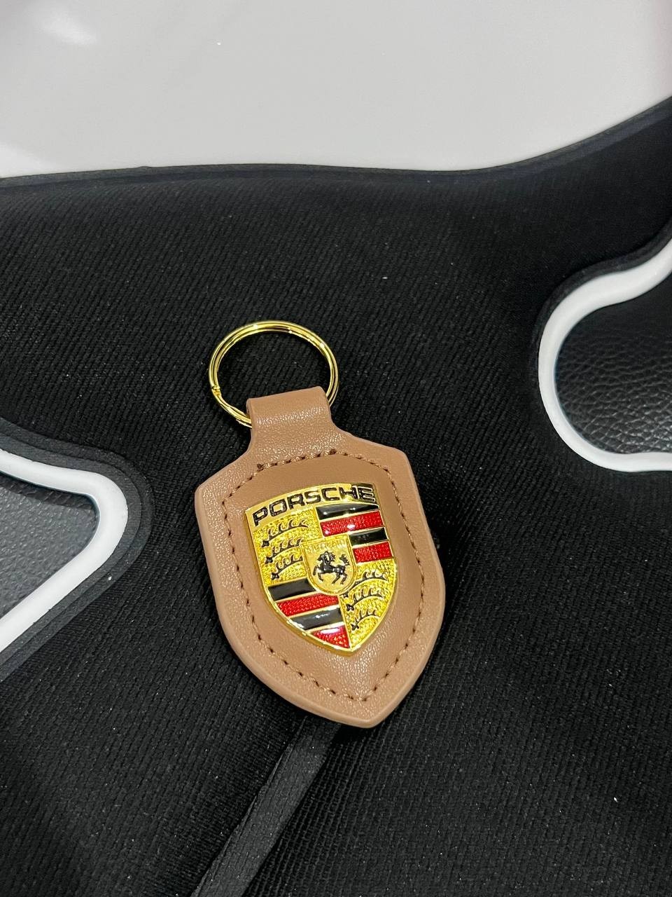 Porsche Keyring Brown Car Keychain Motorsport Style Auto Collectible Gift New