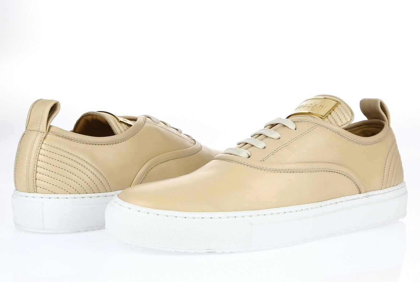 Mens BUSCEMI 50MM Nude Leather Lace Up Low Top Fashion Sneakers Shoes Size 44