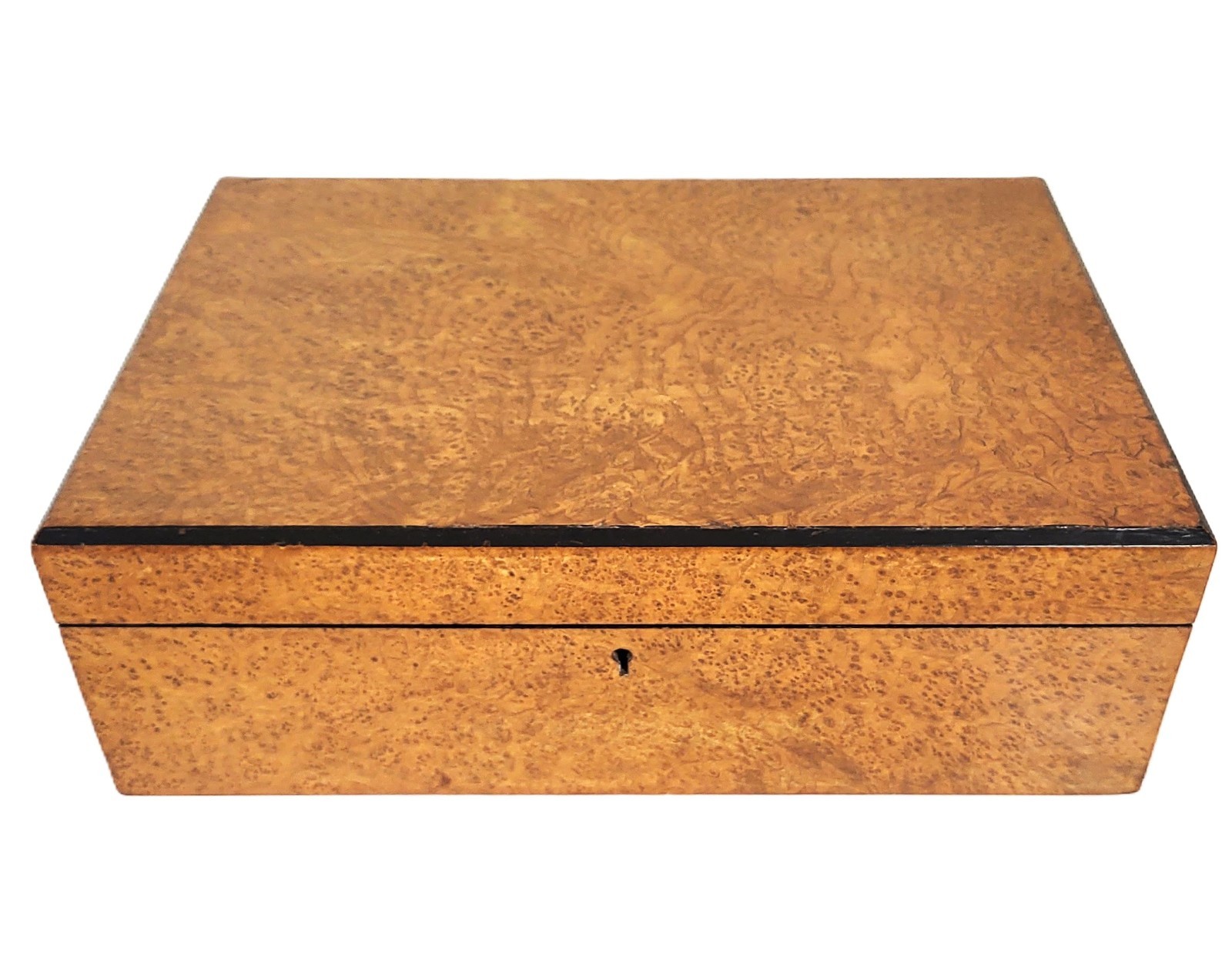 Antique AMERICAN 19th C Burled Walnut Bird Eye Maple CAMPAIGN Flip Top LAP DESK