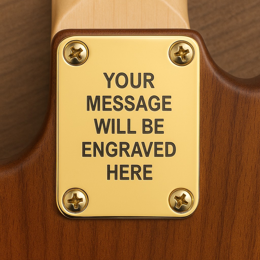 Custom Engraved Etched GOLD PLATED Guitar Neck Plate Personalized Fit Fender
