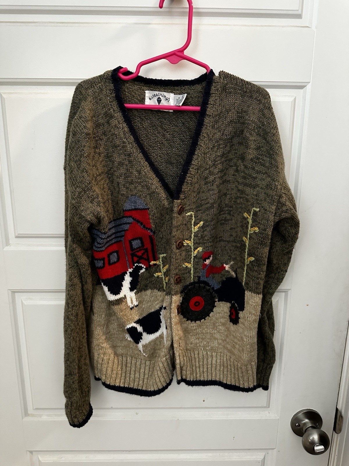Vintage Kitestrings Farmhouse Cardigan Embroidered Farm Scene 8/10 Cottage Core Vintage Kitestrings Farmhouse Cardigan Embroidered Farm Scene 8/10 Cottage Core