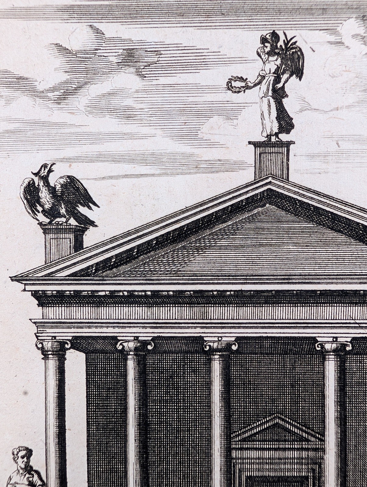 Antique 1750s Copper Engraving Temple of Peace Rome Bonneval