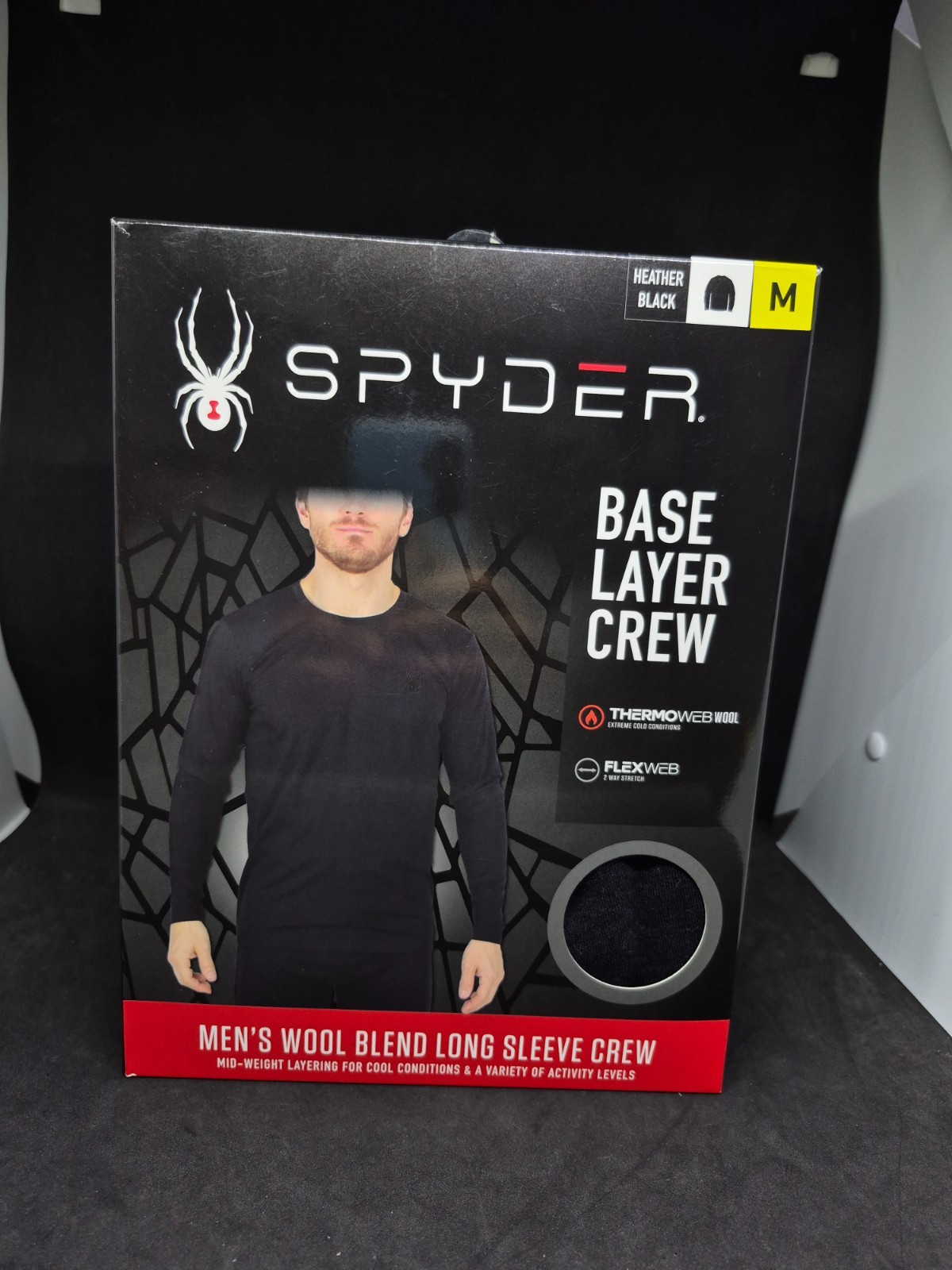 Spyder Mens Baselayer Thermo Web Wool Flex LS Cool Crew Top SZ Medium 38-40 Spyder Mens Baselayer Thermo Web Wool Flex LS Cool Crew Top SZ Medium 38-40