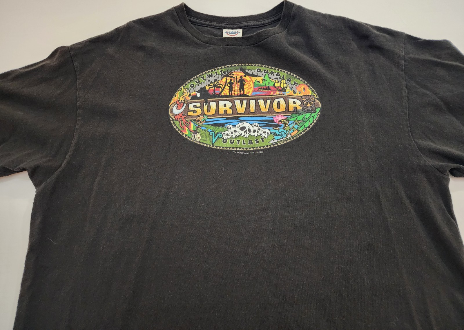 Vintage Y2K Survivor TV Show T Shirt Men’s XL Blk Outwit Outplay Graphic Tee