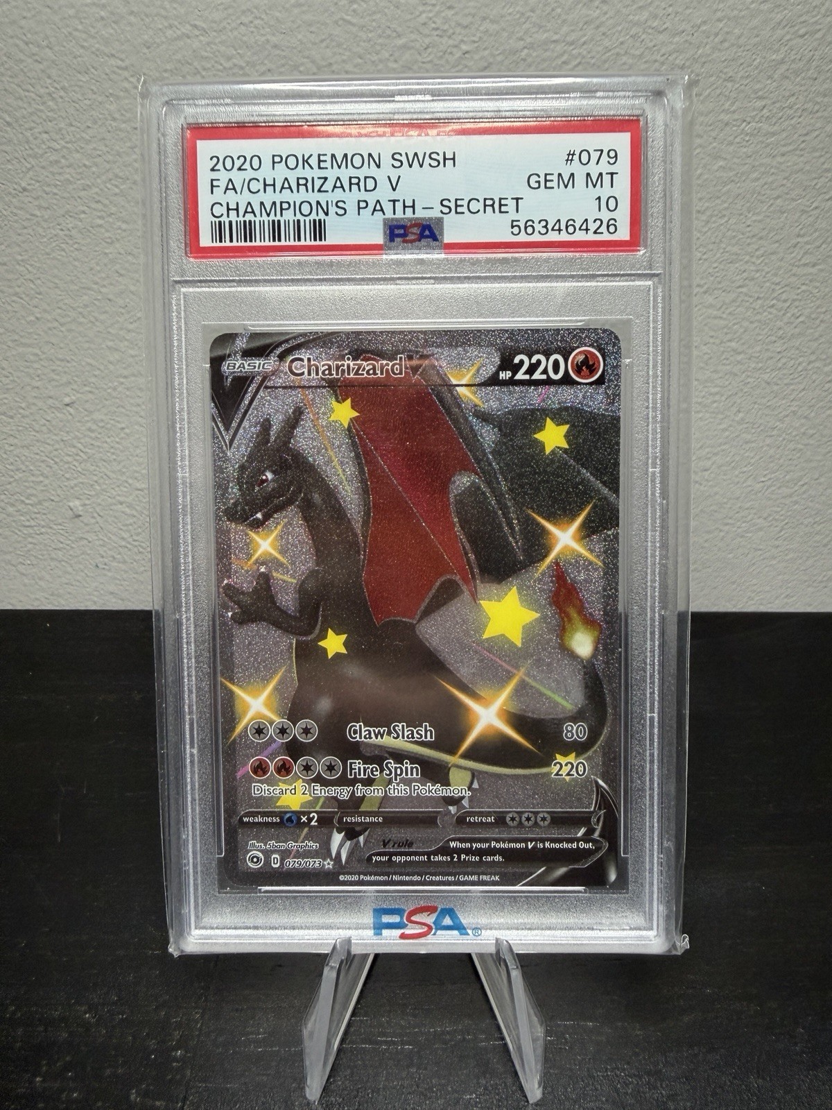 2020 Pokemon Charizard v #079 Secret Rare Holo PSA 10 Gem Mint, Champion's Path