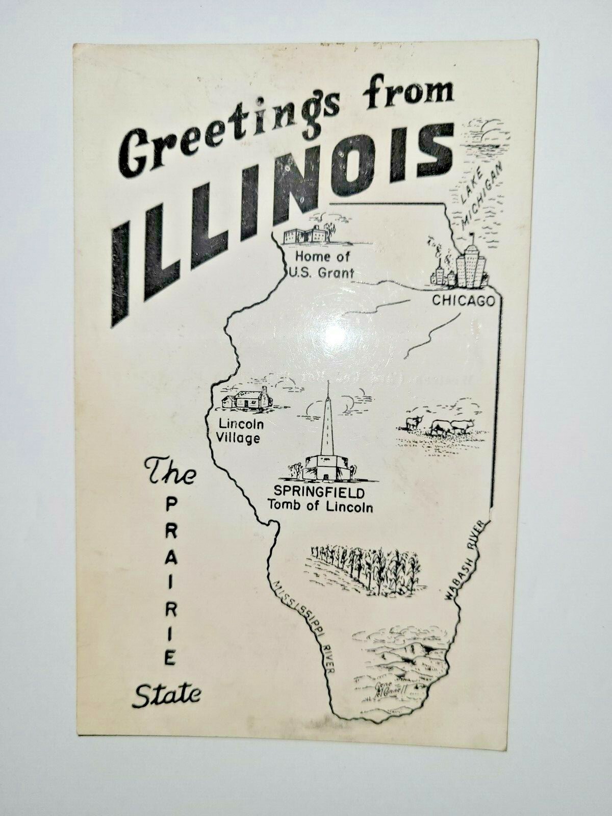 State PostCard Vintage Post Card Greetings from Illinois Souvenir Blank Unposted State PostCard Vintage Post Card Greetings from Illinois Souvenir Blank Unposted