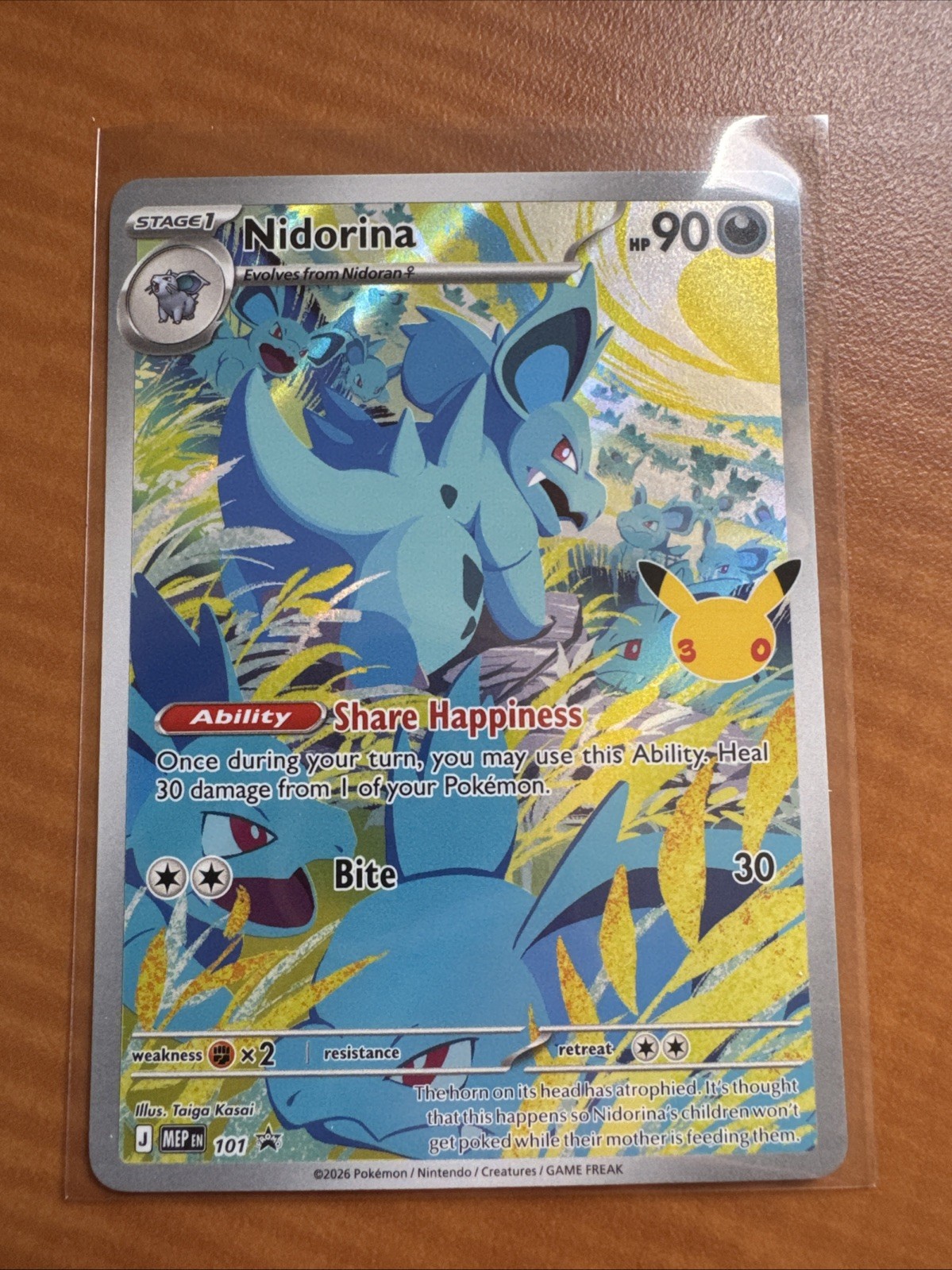 Nidorina Promi Full Art Holo Rare 90 HP English 30th Anniversary Pokemon Nidorina Promi Full Art Holo Rare 90 HP English 30th Anniversary Pokemon