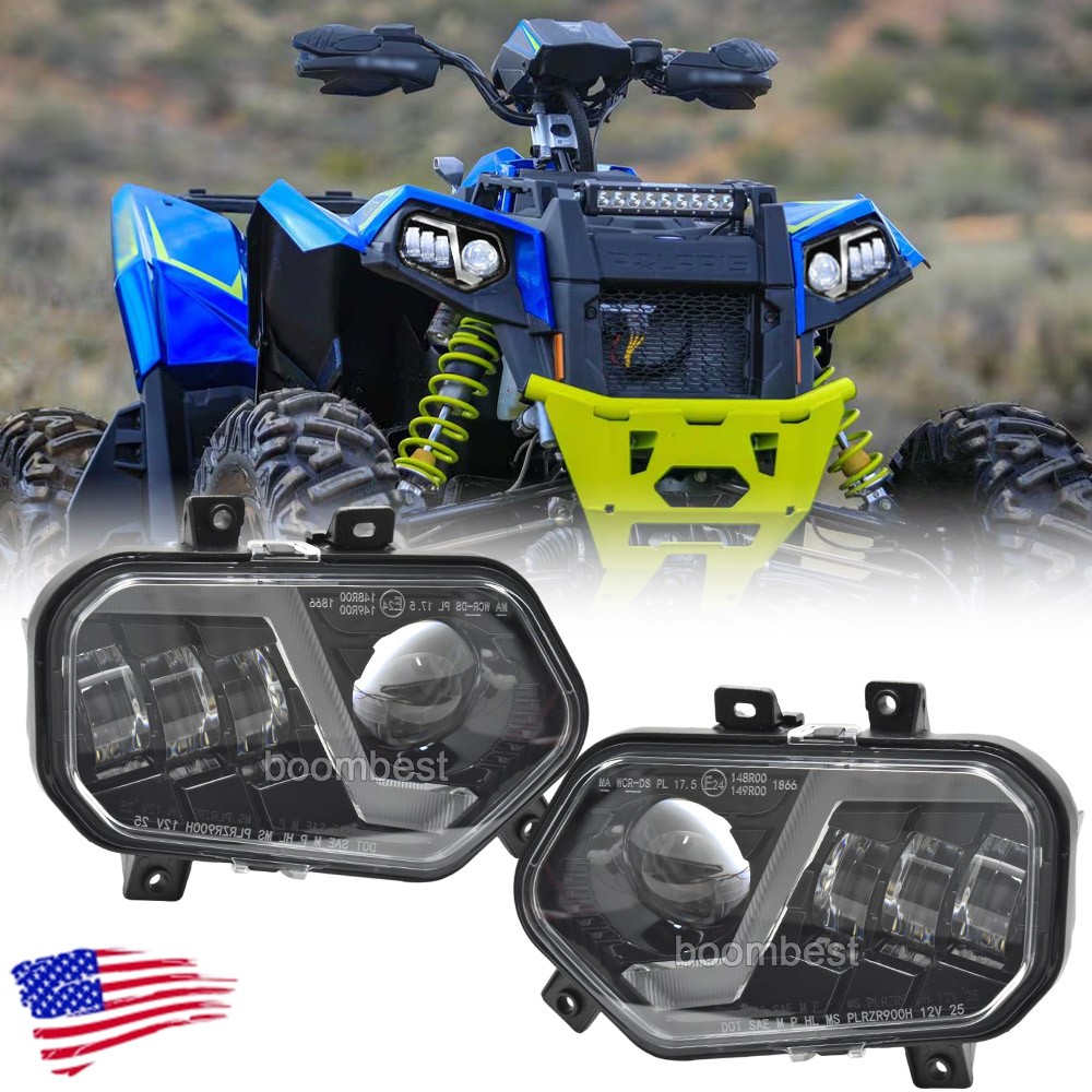 LED Headlight With Hi/Low Beam For Polaris Scrambler 850 1000 RZR 900 800 570