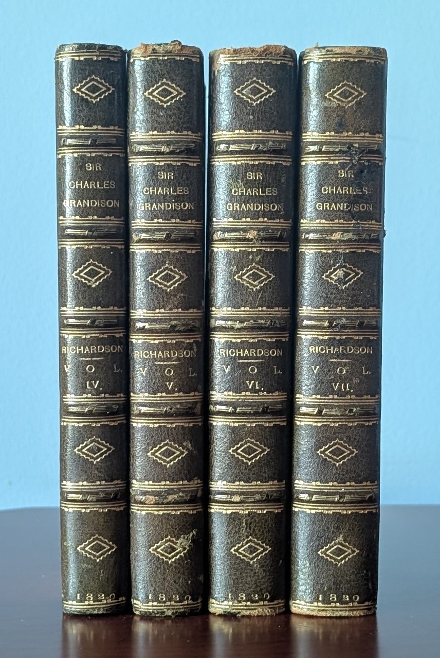 1820 Sir Charles Grandison Samuel Richardson 4 Volumes Antique Leather Books