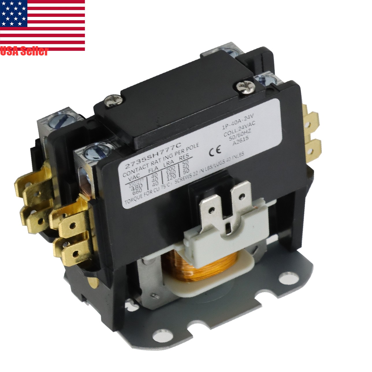 PC140A Contactor Single One 1 Pole 40 Amps 24 Volts A/C Air Conditioner