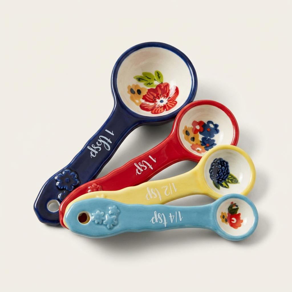 Pioneer Woman  Floral Ceramic Measuring Spoons - Set of 4
