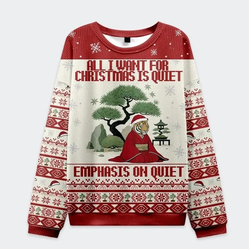 Peaceful Christmas Tiger Ugly Sweatshirt