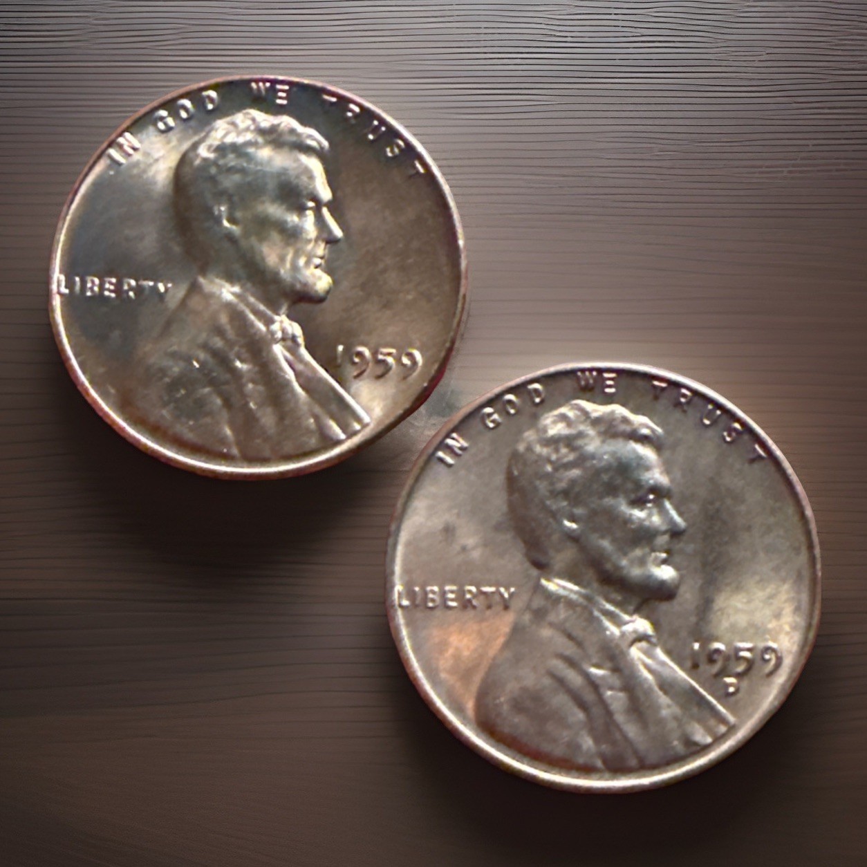 1959 P D Lincoln Memorial Cent Red BU 2 Coin Set Brilliant Uncirculated 2462