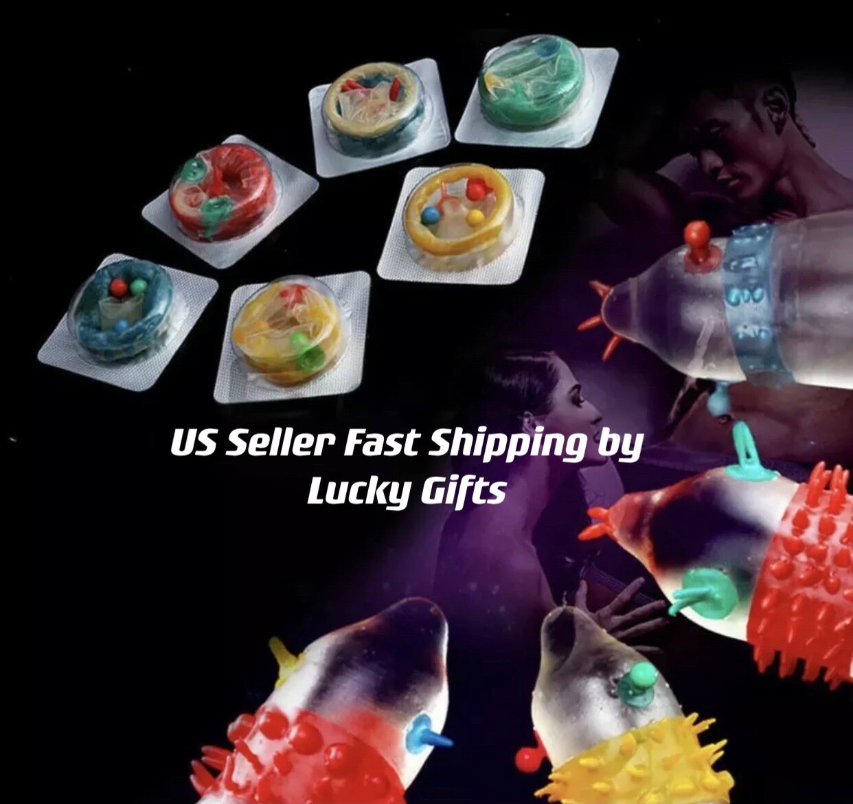 12pc adult Sensitive Orgasm Thin Latex Condoms Dotted Ribbed Stimulate Vaginal