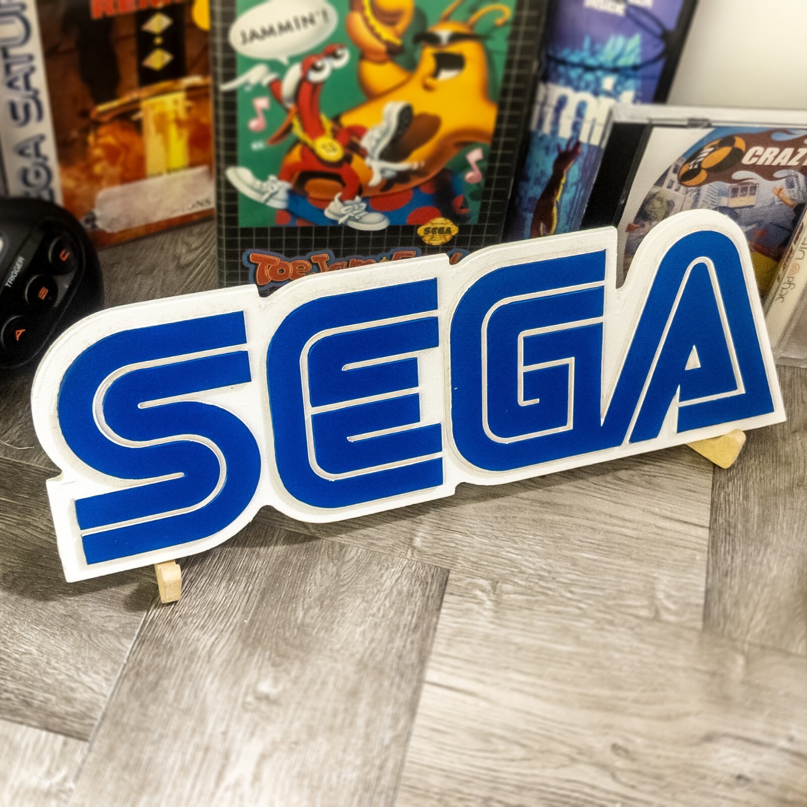 🌀 SEGA Logo Sign – CNC Engraved Wood Wall Art | Retro Gaming Display Decor