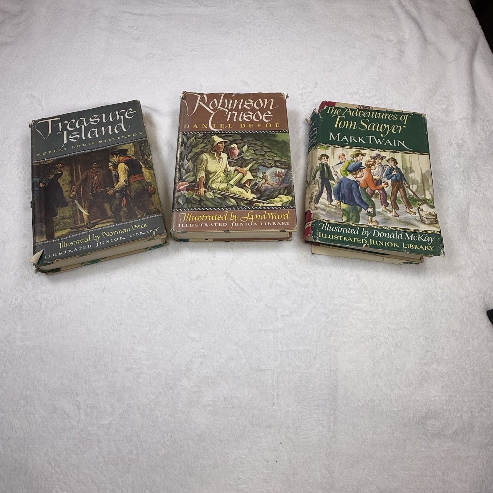 Vintage 1946-47 Illustrated Junior Library 3 Book Lot Grosset Dunlap Classics