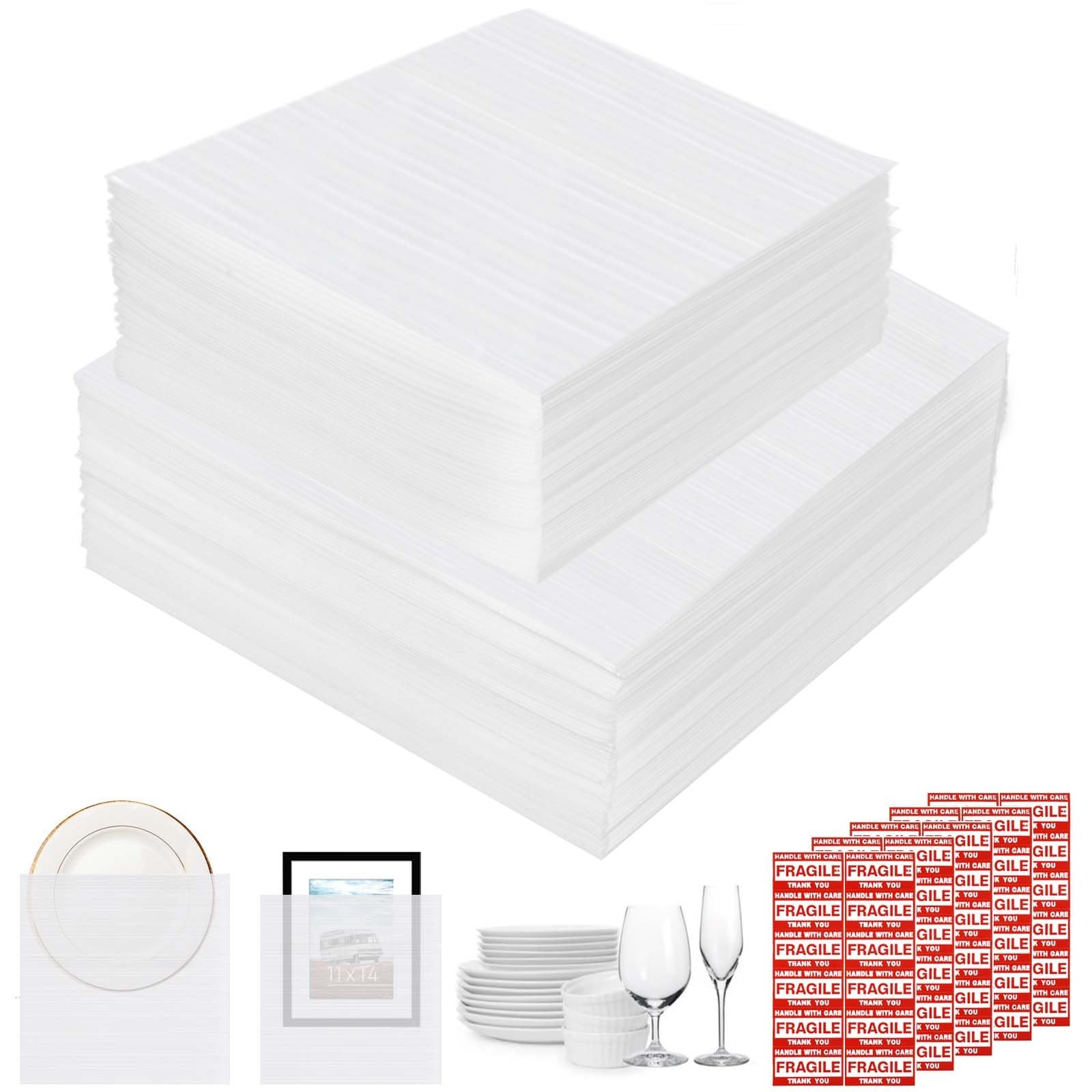 200 PCS Dish Packing Supplies Moving Foam Pouches Kit Storage Box
