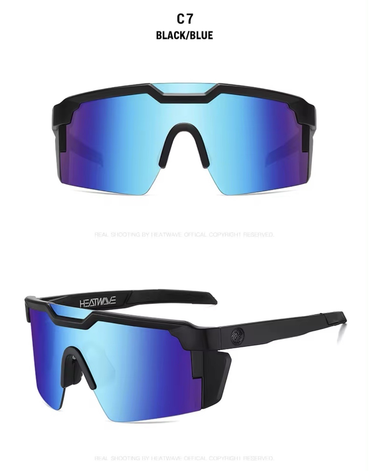 US Large Shield Rimless Sunglasses Z87 Black Frame Blue Mirror Lens NEW US Large Shield Rimless Sunglasses Z87 Black Frame Blue Mirror Lens NEW