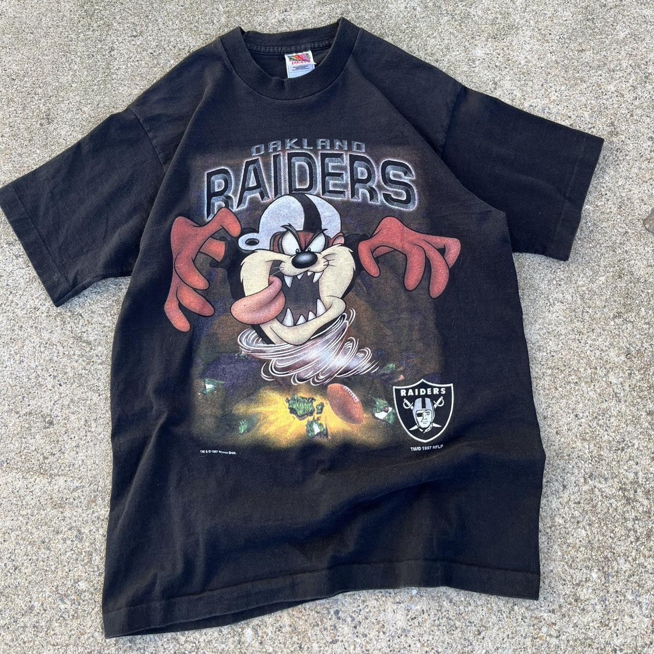 90s Oakland Raiders Taz T-shirt reprint black tee 90s Graphic tee HN2434