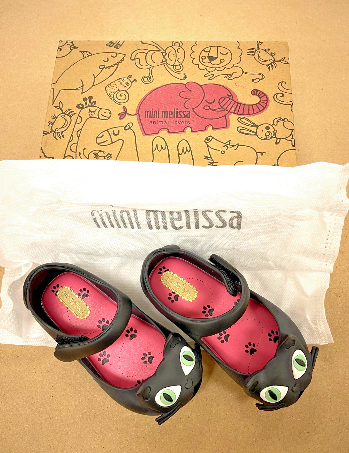Mini Melissa Toddler Girl's Ultragirl II Mary Jane Flat Black Cat New with Box