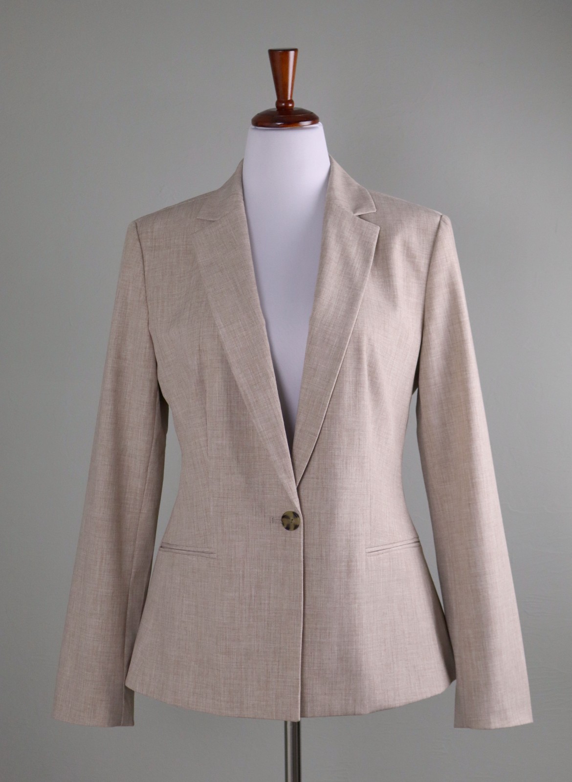 ANN TAYLOR Factory NWT $134 Crosshatch Beige Lined Blazer Jacket Top Size 12