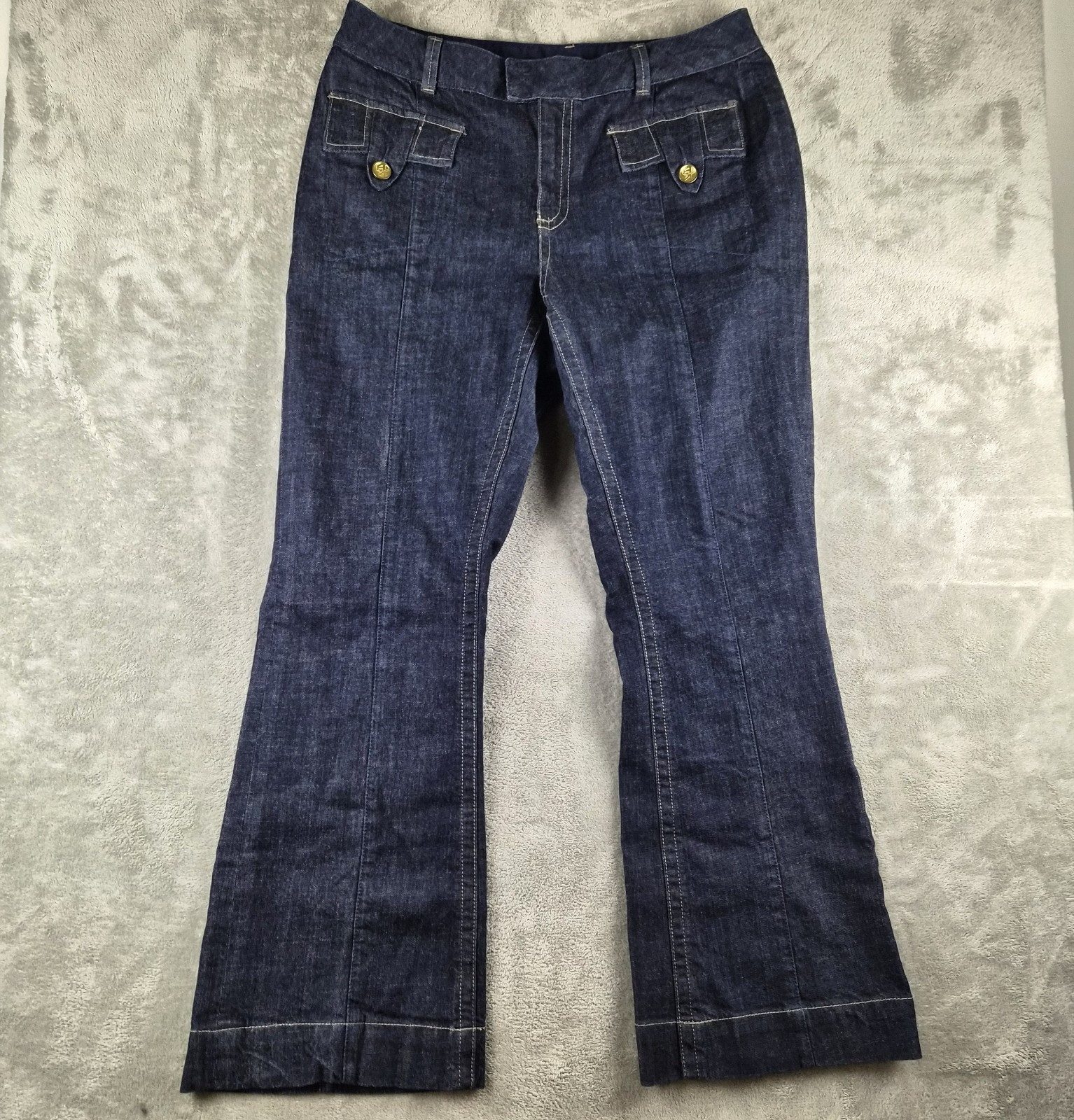 Seven7 Premium Denim Jeans Womens 18 Dark Wash Flare Bootcut Y2K Sequine Pockets