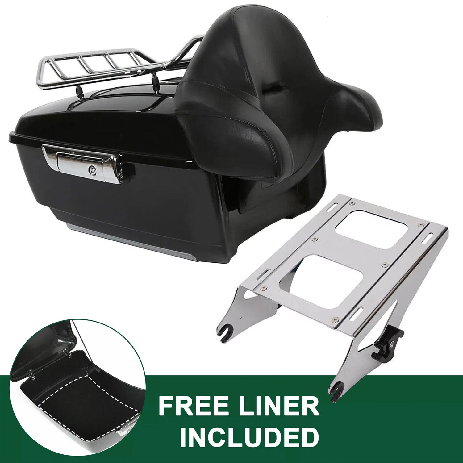 King Trunk Pack Backrest Mount Rack For Harley Davidson Touring Road Glide 2014+ King Trunk Pack Backrest Mount Rack For Harley Davidson Touring Road Glide 2014+