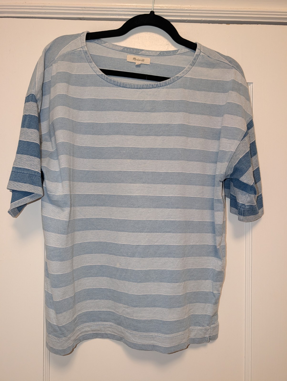 Madewell Light Blue Striped Shirt Womens Medium Boxy Fit