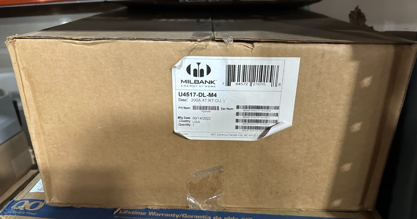 BOX OF 4 Milbank U4517-DL-M4 200A 4 Terminal Ring Type Meter Socket