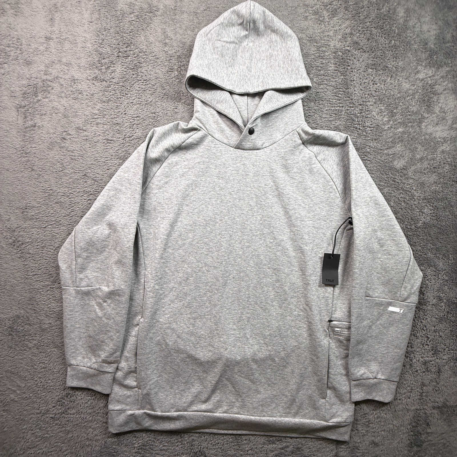 True Linkswear Future Staples Hoodie NWT Light Gray Mens XL Fleece Pullover