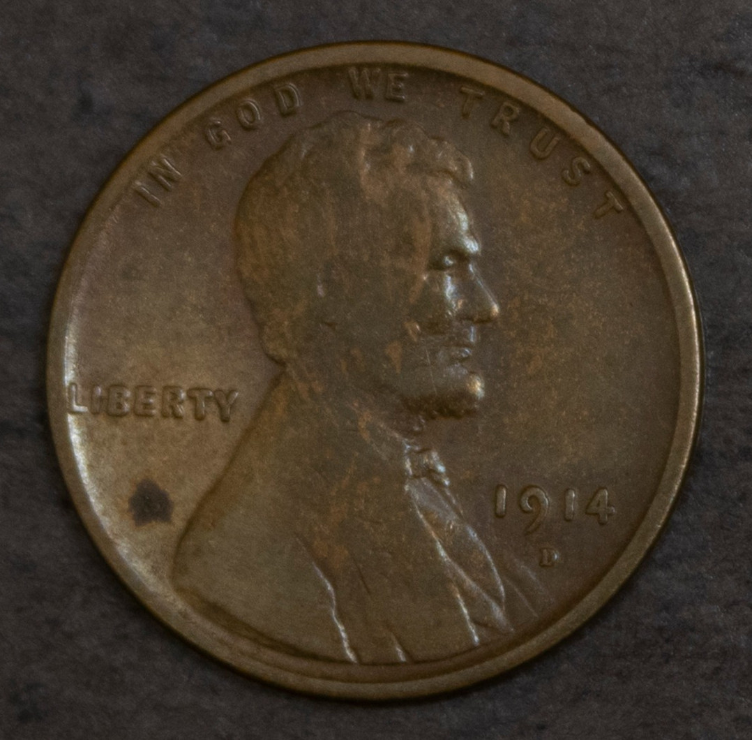 1914 D Lincoln Wheat Cent Choice Fine Obverse Spot...............7060 1914 D Lincoln Wheat Cent Choice Fine Obverse Spot...............7060