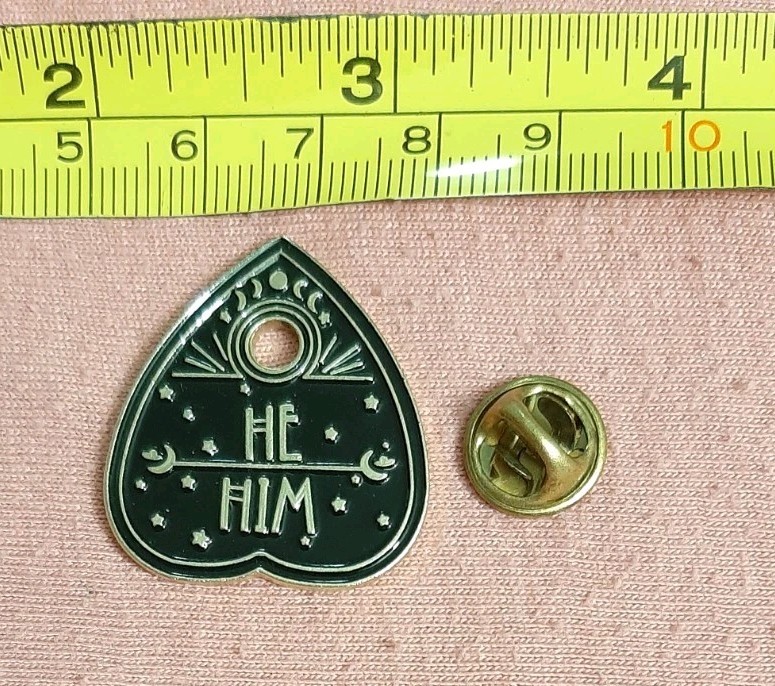He/Him Pronouns Ouija Planchette Enamel Lapel Pin LGBTQ+ Identity Halloween