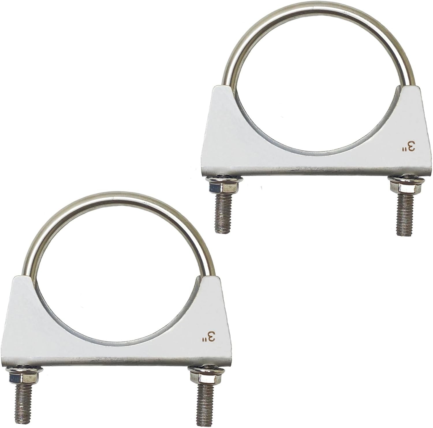 3 inch Muffler U-Bolt Clamps Heavy Duty 304 Stainless Steel 2 Pack Tail Pipe