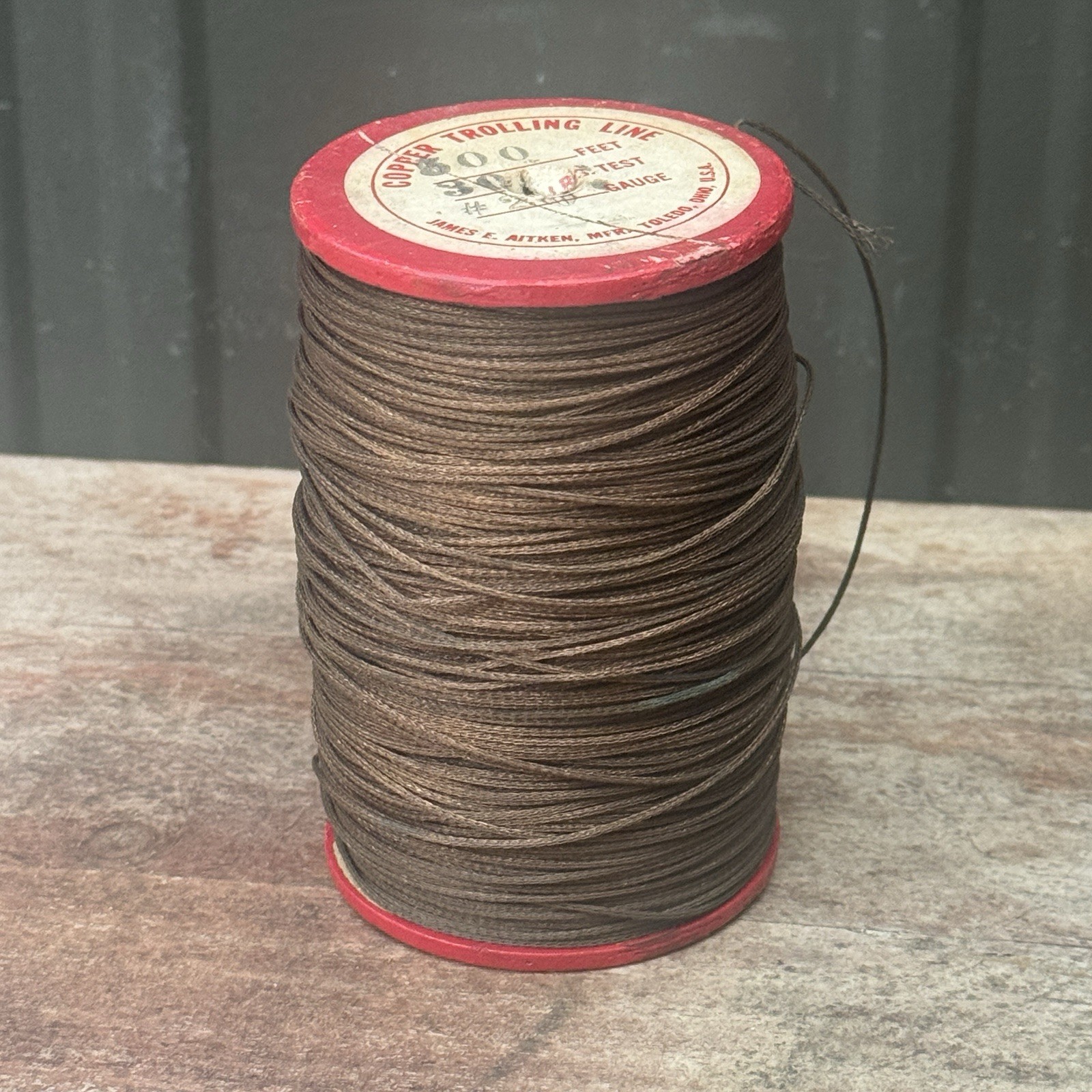 Vintage James E. Aitken Monel Sir James Copper Trolling Fishing Wire Line Spool