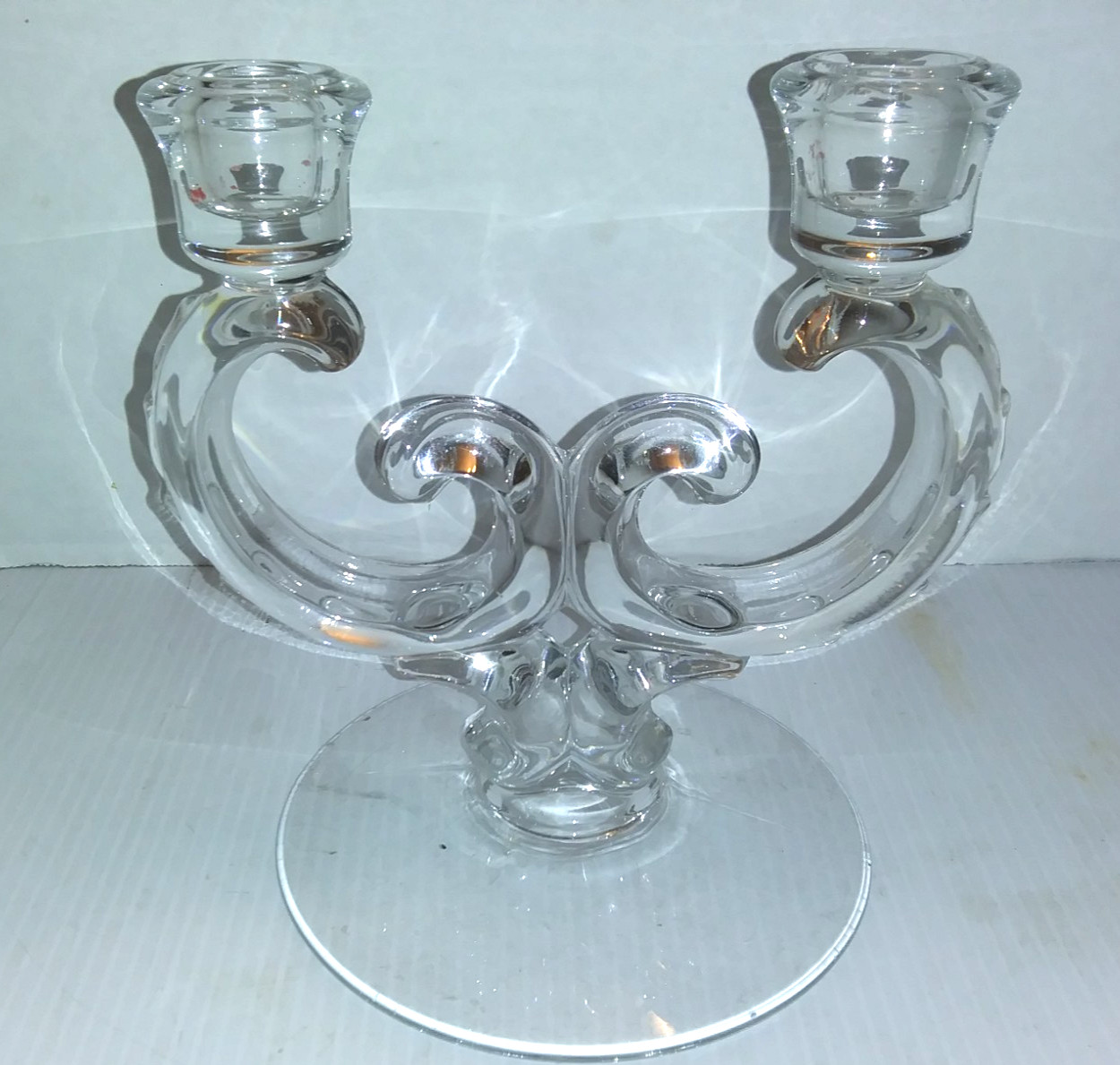 Vintage Fostoria Century Glass #2630 Double Arm Candle Holder 1950\'s Excellent Vintage Fostoria Century Glass #2630 Double Arm Candle Holder 1950\'s Excellent