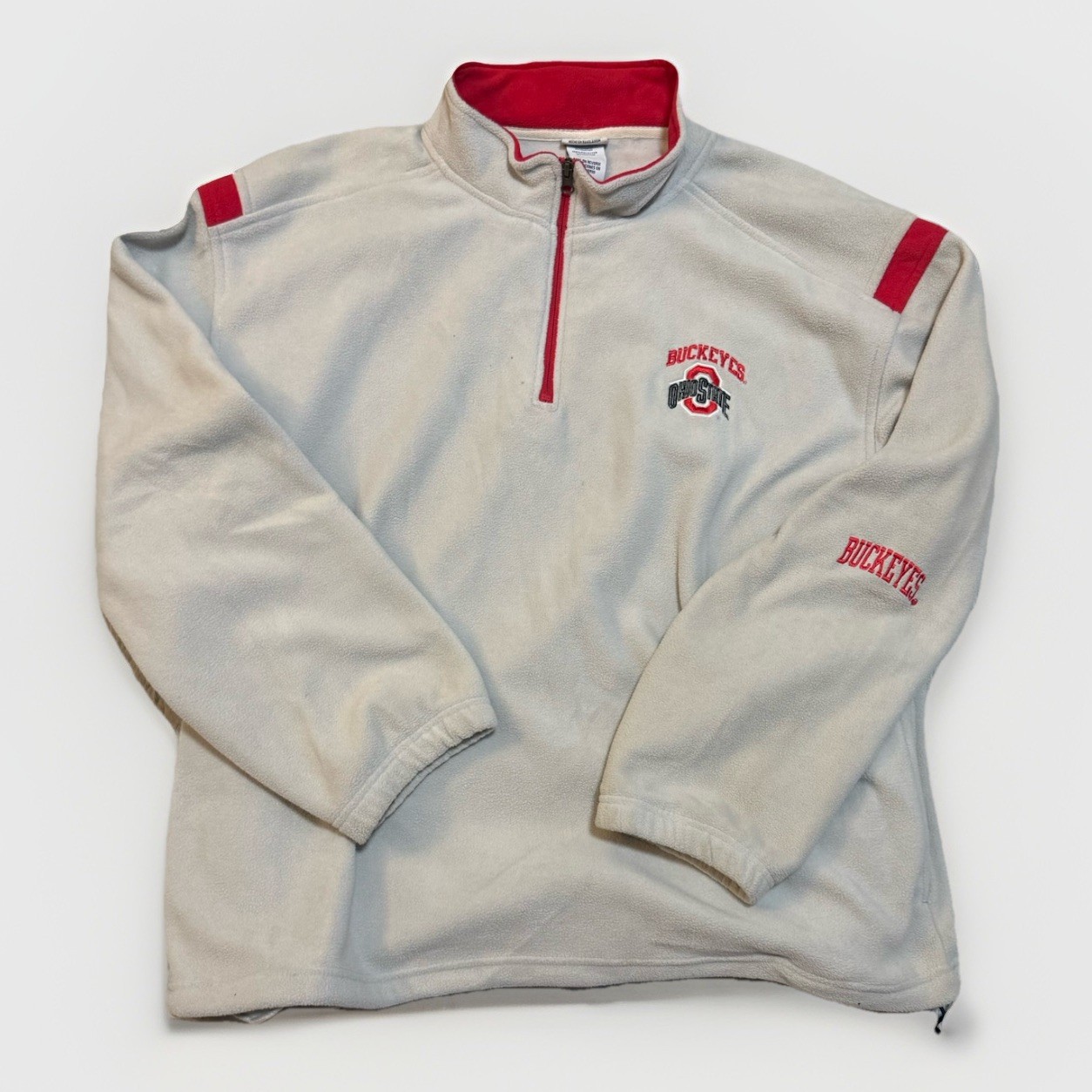 VTG Pro Edge Ohio State Buckeye Football Fleece Pullover 1/4 Zip Jacket Adult XL VTG Pro Edge Ohio State Buckeye Football Fleece Pullover 1/4 Zip Jacket Adult XL