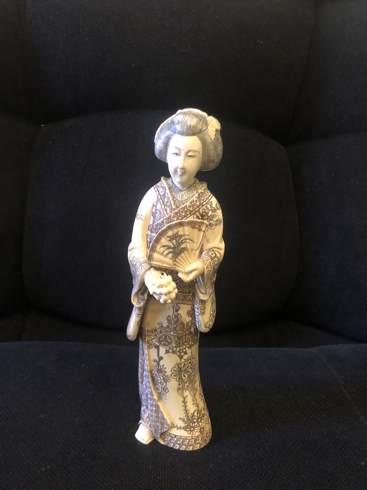 A Finely Carved Japanese geisha figure   