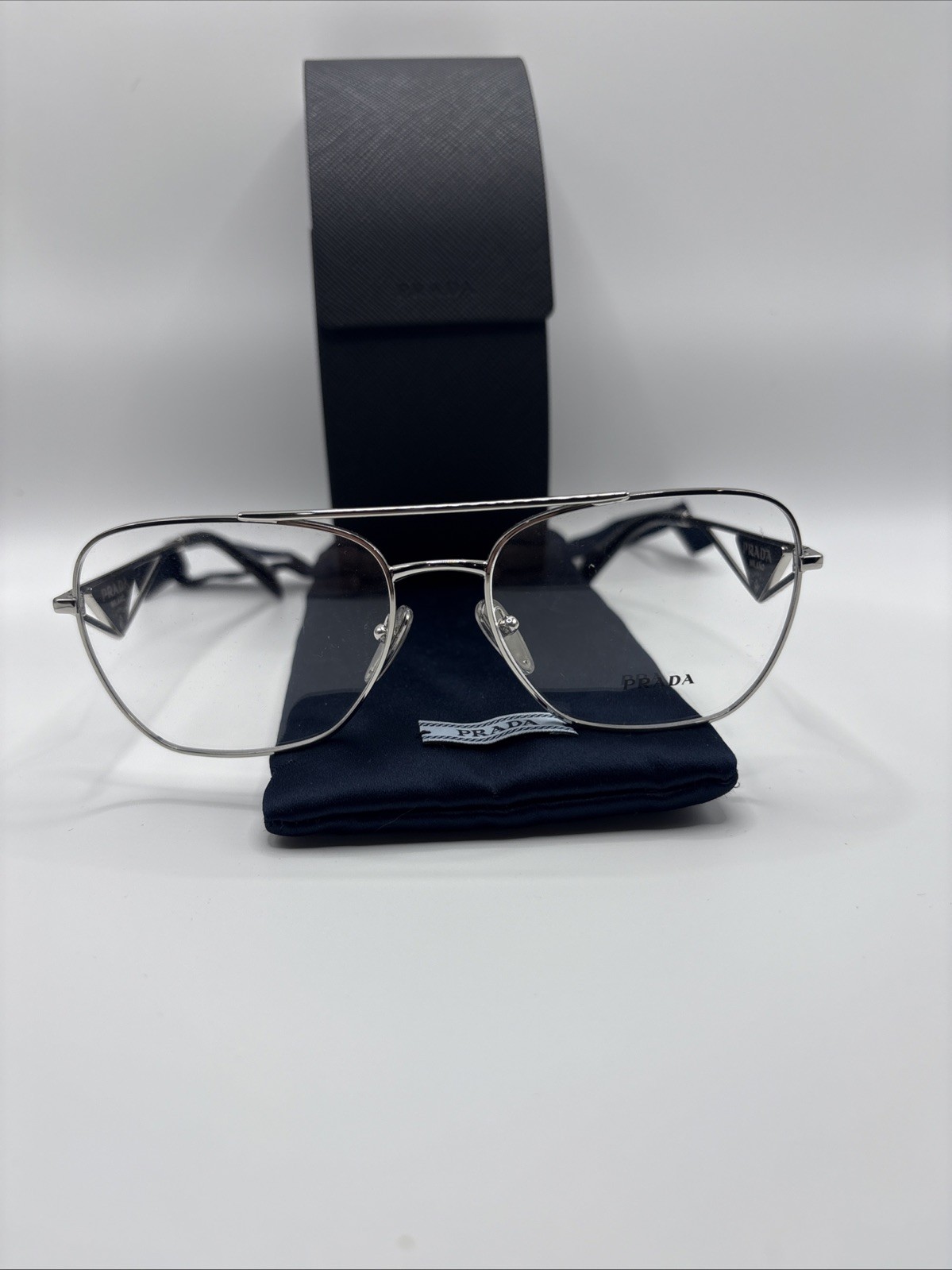 Prada Eyeglasses VPR B50 Polished Silver 59-17. Brand New Authentic. Prada Eyeglasses VPR B50 Polished Silver 59-17. Brand New Authentic.
