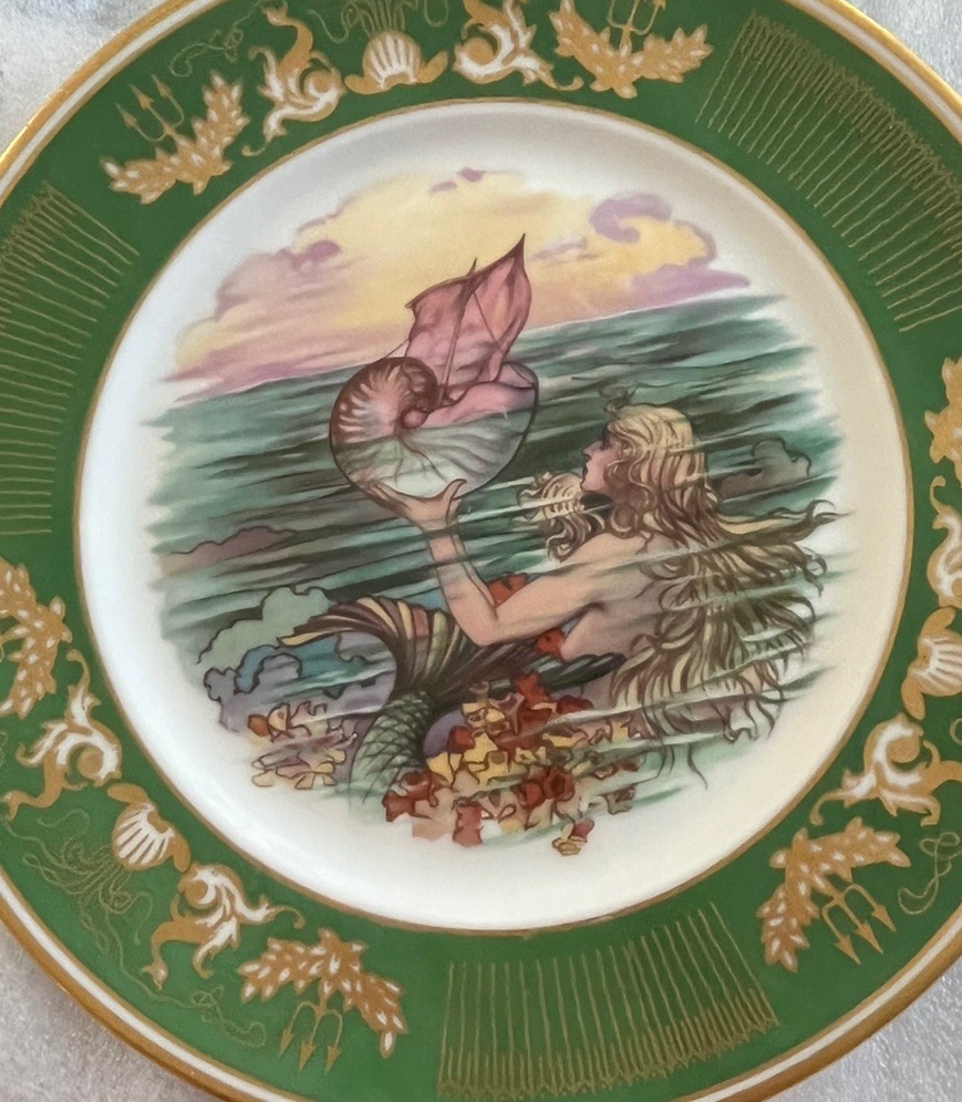 Rare Antique 1920s Nautilus Hotel Miami Beach Mermaid Plate Art Deco Nouveau 