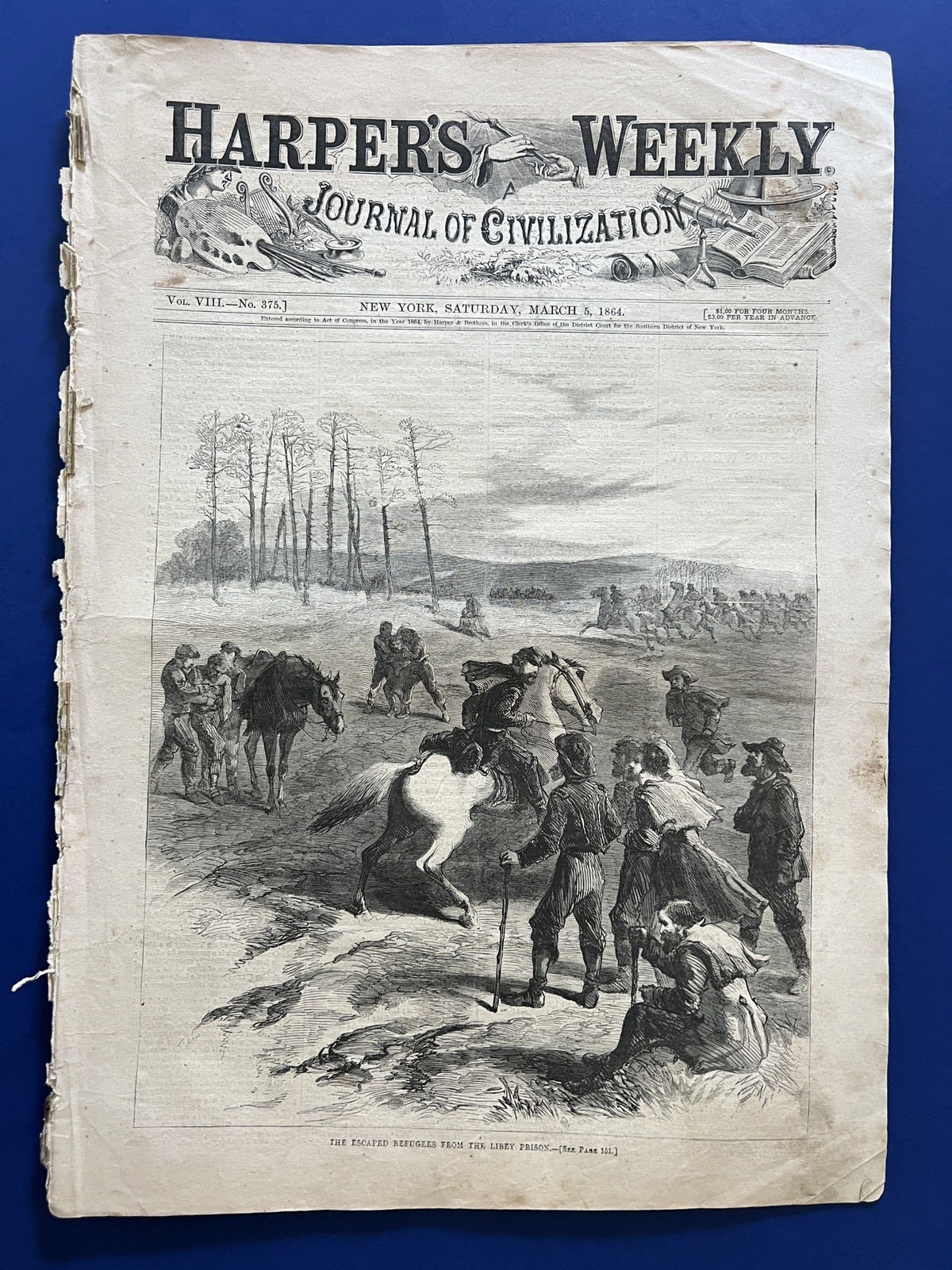Harpers Weekly 3-5-1864 LIBEY PRISON ESCAPE Schlesfwig Germany Map WINSLOW HOMER