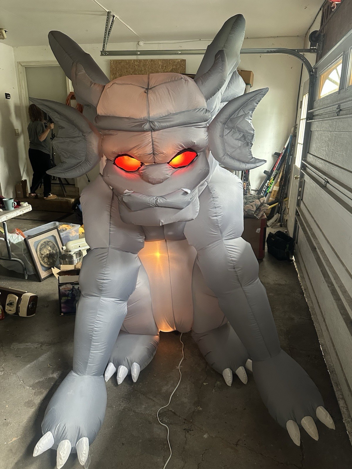 Vtg Gemmy 7 FT Airblown Inflatable Gargoyle Halloween Blow Up Lighted Lawn Decor