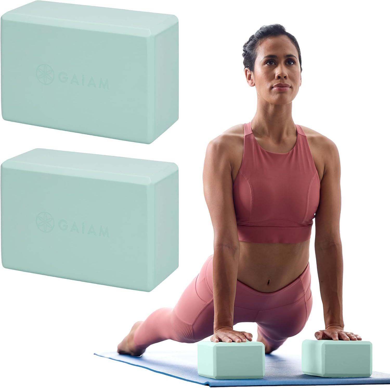 Gaiam Yoga Block - Supportive Latex-Free Eva Foam - Soft Non-Slip Surface with B