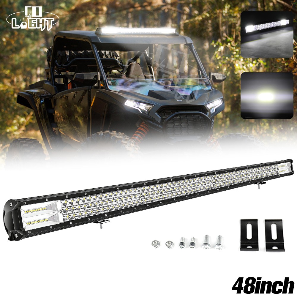 Tri Row 48'' Led Light Bar Spot Flood Combo For Can-Am Defender HD Max UTV 4WD