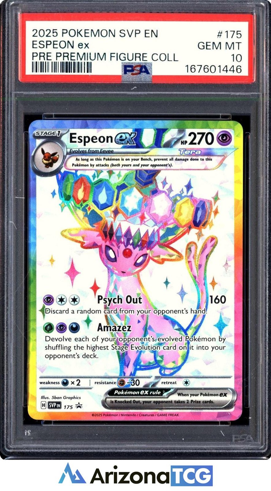 Pokemon 2025 Espeon ex 175 Tera Full Art Black Star Promo PFC GEM MINT PSA 10