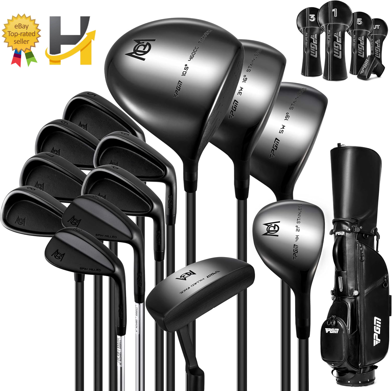 PGM Men\'s 19 Piece Complete Golf Club Set Right Hand Regular Graphite Shaft Bag