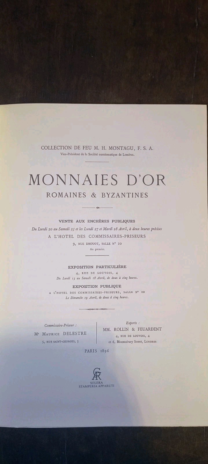 Monnaies d\'Or Romaines & Byzantines Collection de feu Montagu Rare Catalog 1976